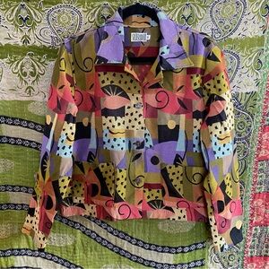 Vintage 90's Silverado Multicolored Artsy Abstract Tapestry Blazer Size Medium